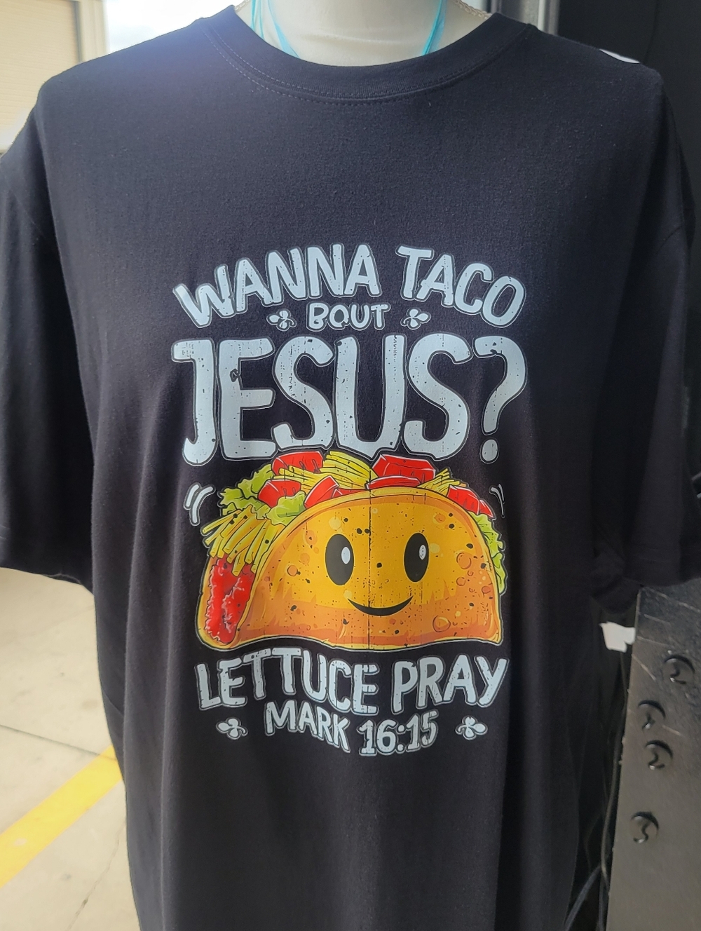NWT! Mens XXL Christian Jesus T-Shirt Wanna Taco Bout Jesus Lettuce Pray 2X - Picture 4 of 4